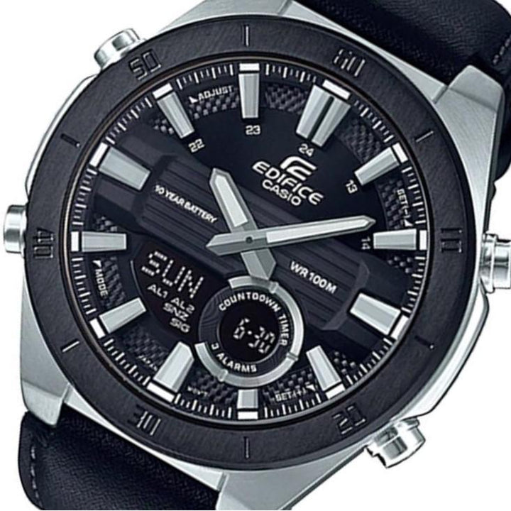 Casio Edifice Black Leather Men's Chrono Watch - ERA110BL-1A