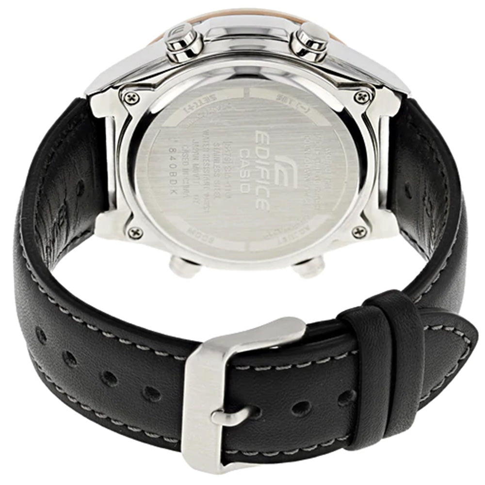 Casio Edifice Black Leather Men's Duo Chrono Watch - ERA110GL-1A