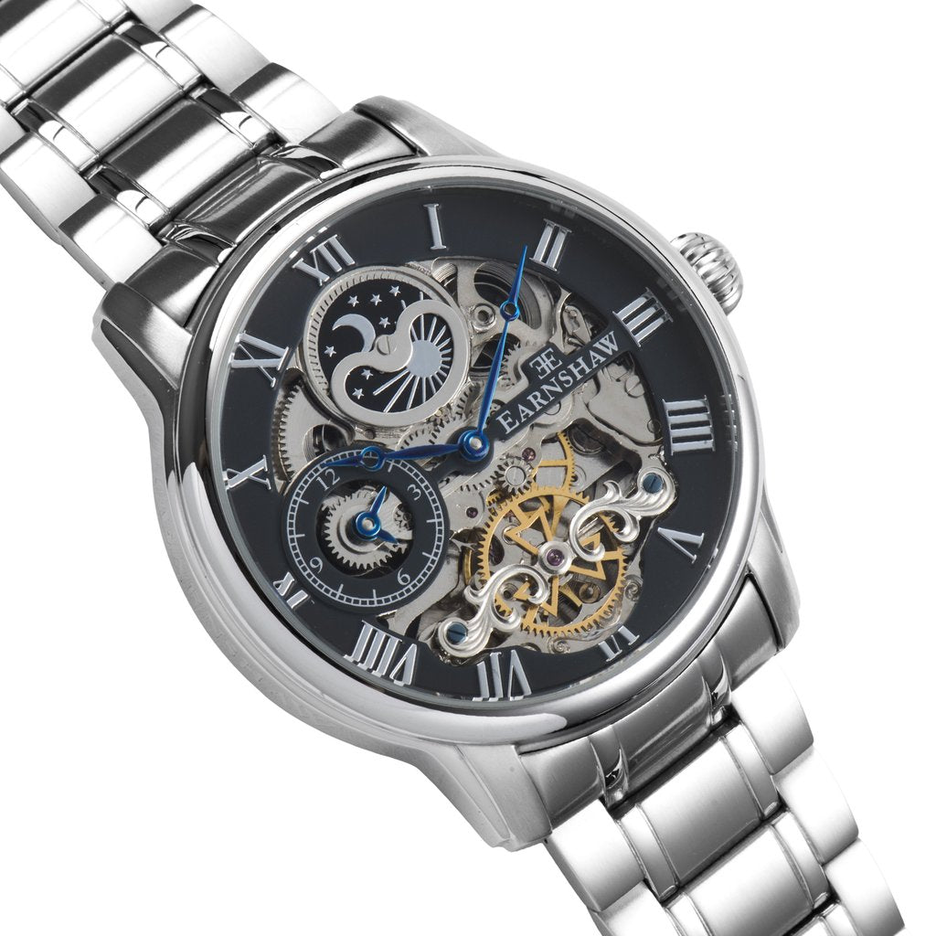 Earnshaw Stainless Steel Black Dial Automatic Men's Watch - ES-8006-11