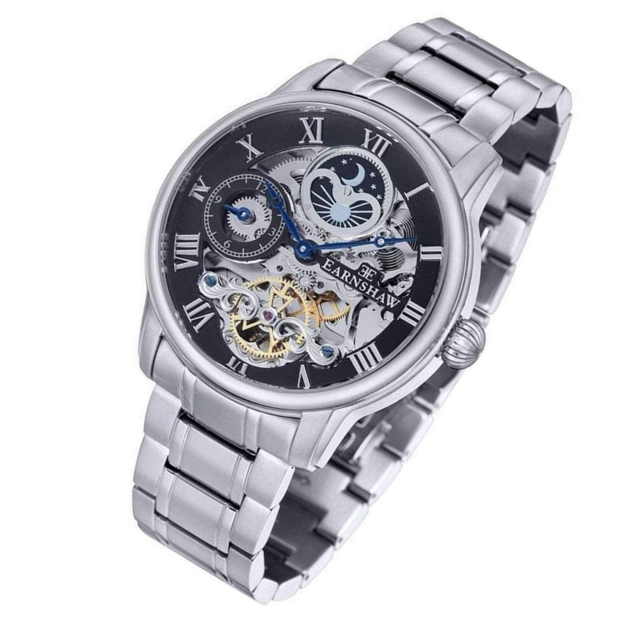 Earnshaw Stainless Steel Black Dial Automatic Men's Watch - ES-8006-11