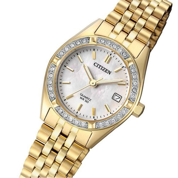 Citizen Ladies Swarovski Crystals Gold Stainless Steel Quartz Watch - EU6062-50D