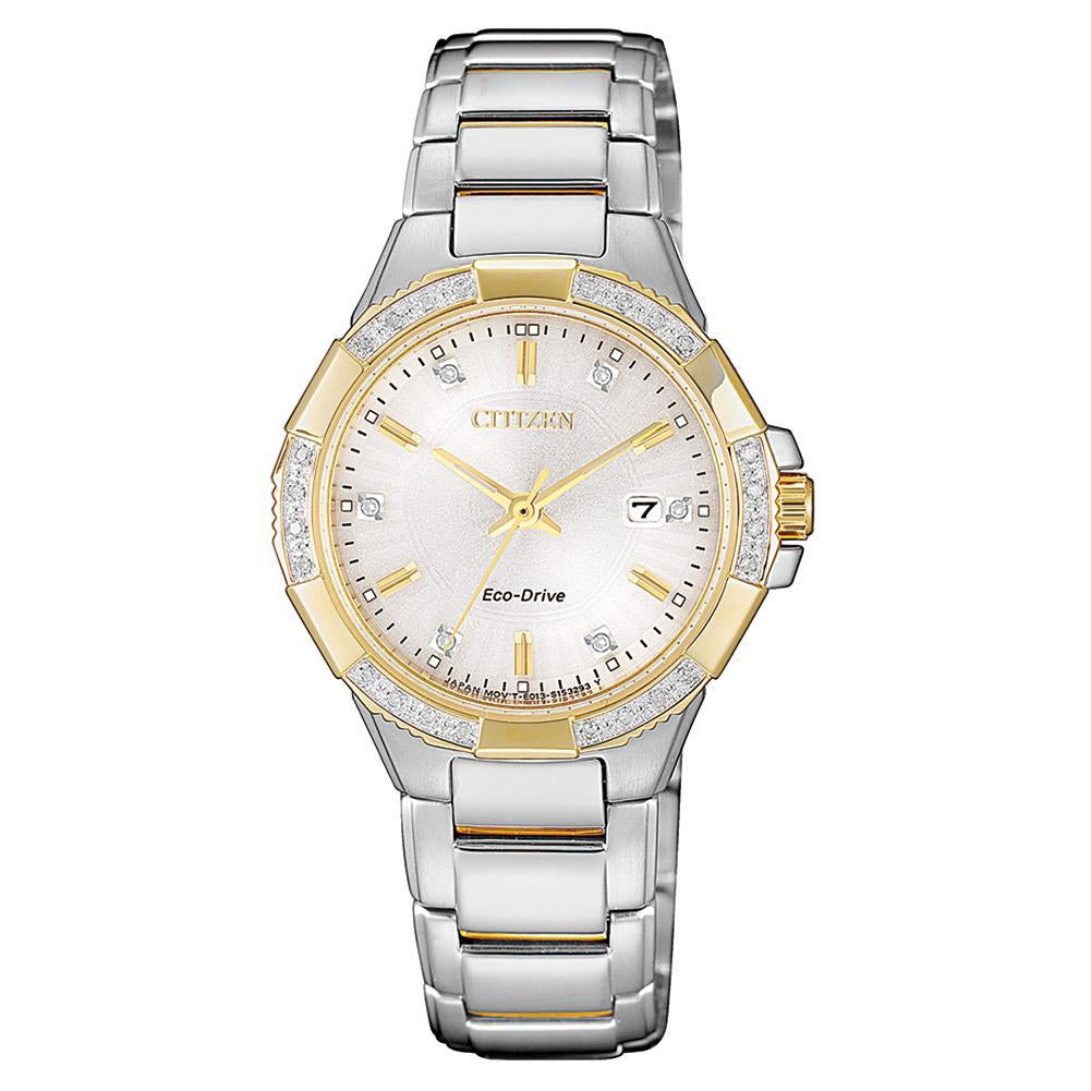 Citizen Ladies Diamond Eco-Drive Stainless Steel Watch - EW2464-55A