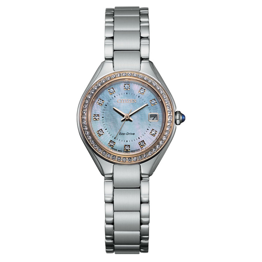 Citizen Silver Steel Eco-Drive Mother Of Pearl Dial Women's Watch - EW2556-83Y