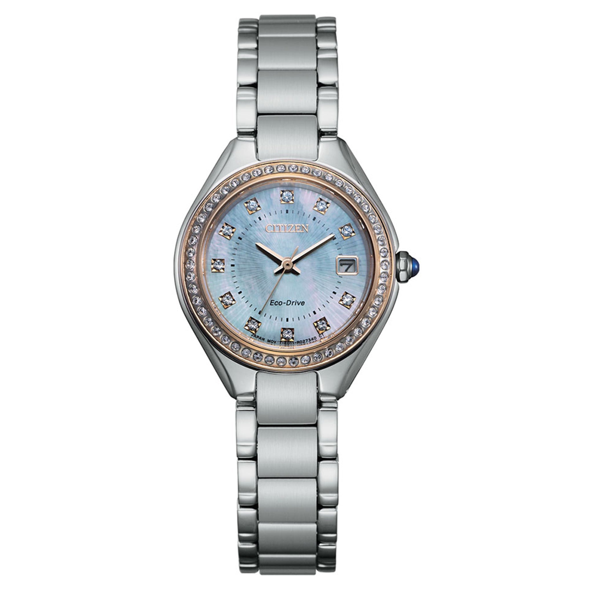 Citizen Silver Steel Eco-Drive Mother Of Pearl Dial Women's Watch - EW2556-83Y