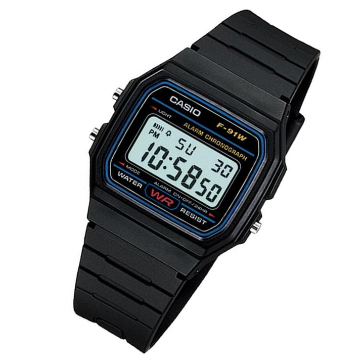 Casio Classic Black Resin Digital Men's Watch - F91W-1