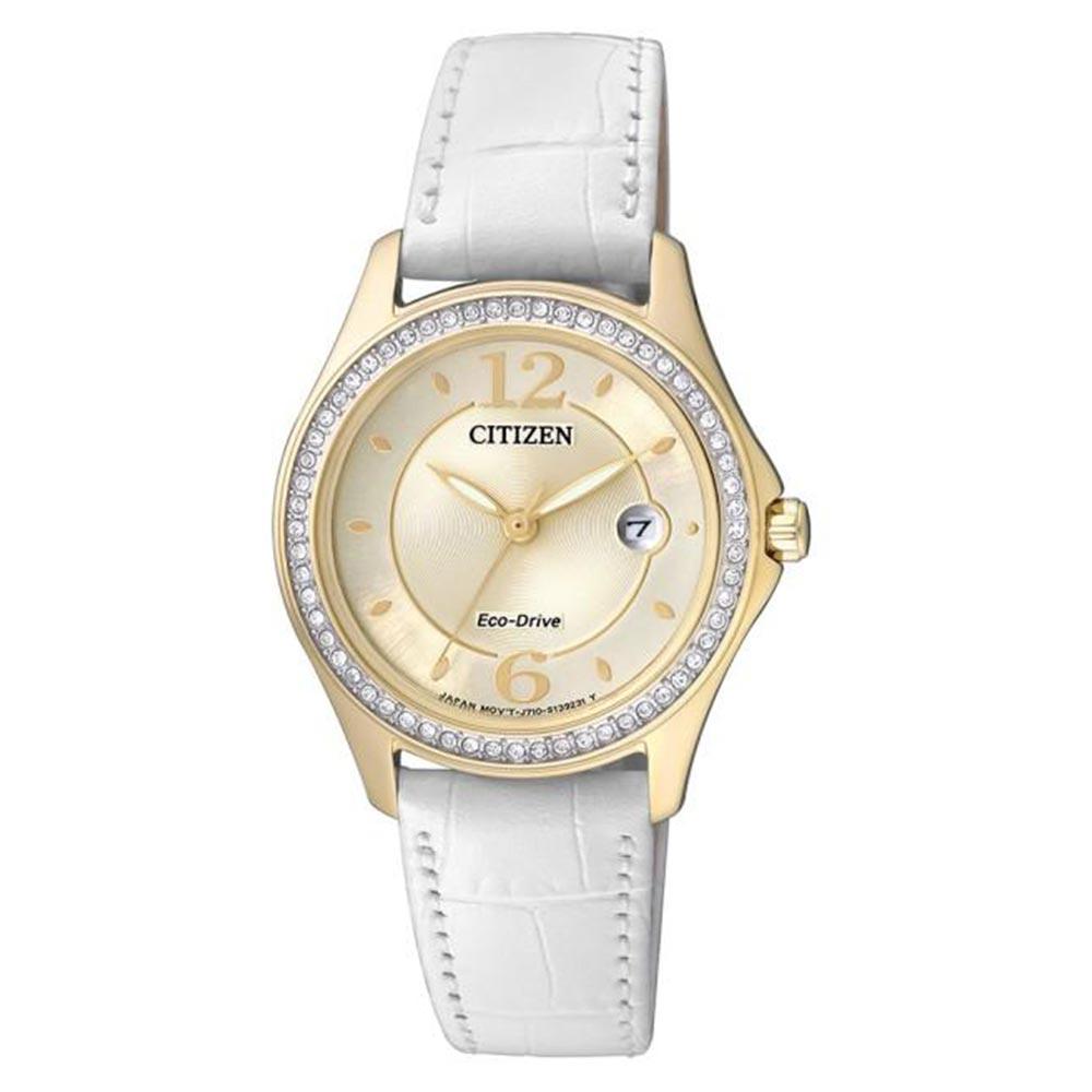 Citizen Leather Eco-Drive with Swarovski Women's Watch - FE1142-05P