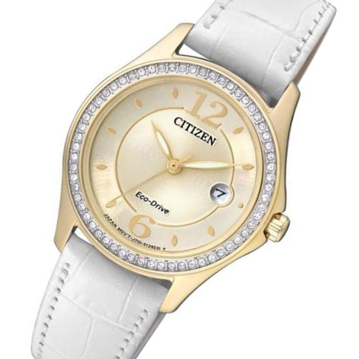 Citizen Leather Eco-Drive with Swarovski Women's Watch - FE1142-05P