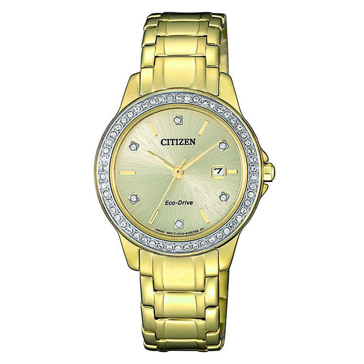 Citizen Gold Steel Ladies Solar Watch - FE1172-55P