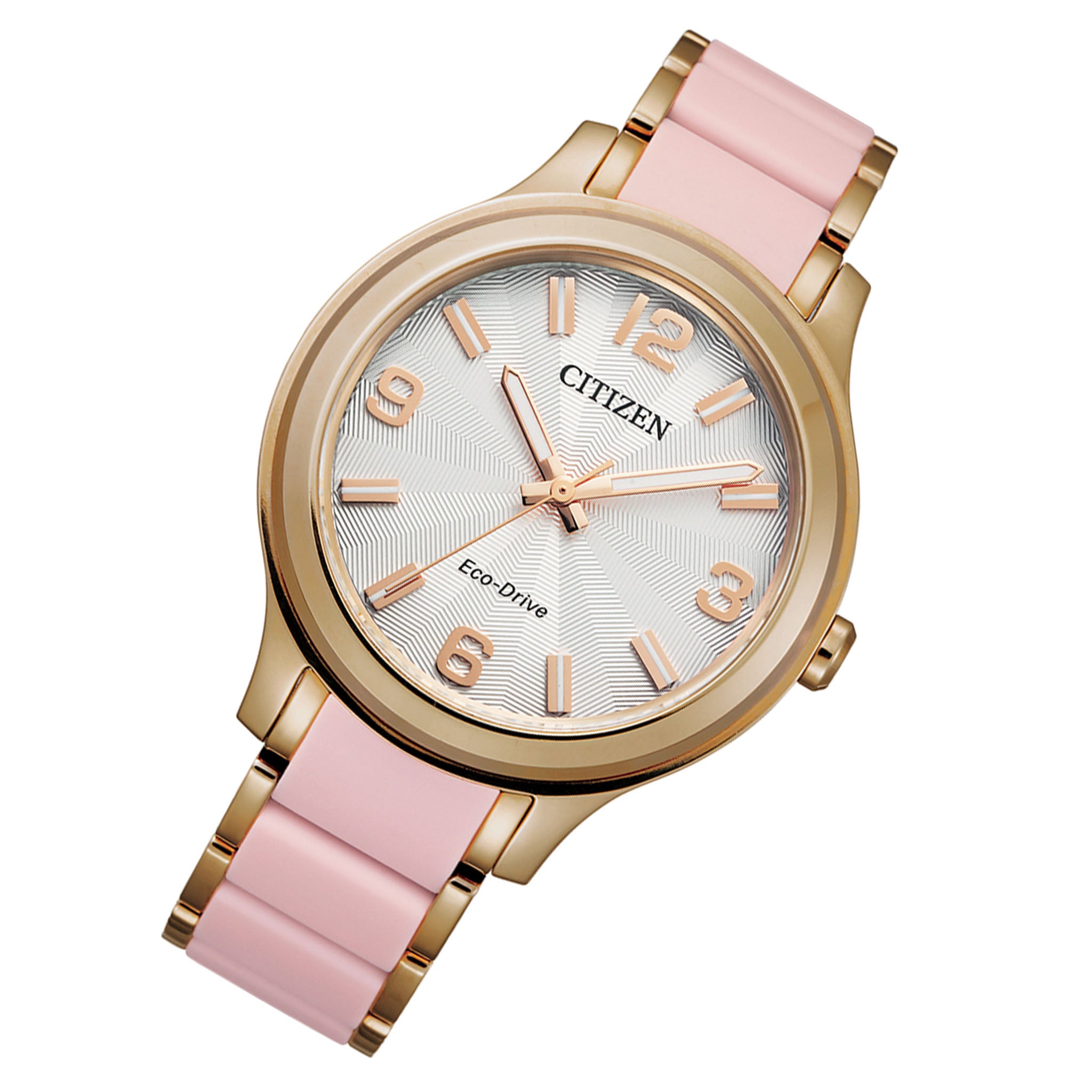 Citizen Eco-Drive Pink Silicone Band Silver Dial Solar Women's Watch - FE7078-85A