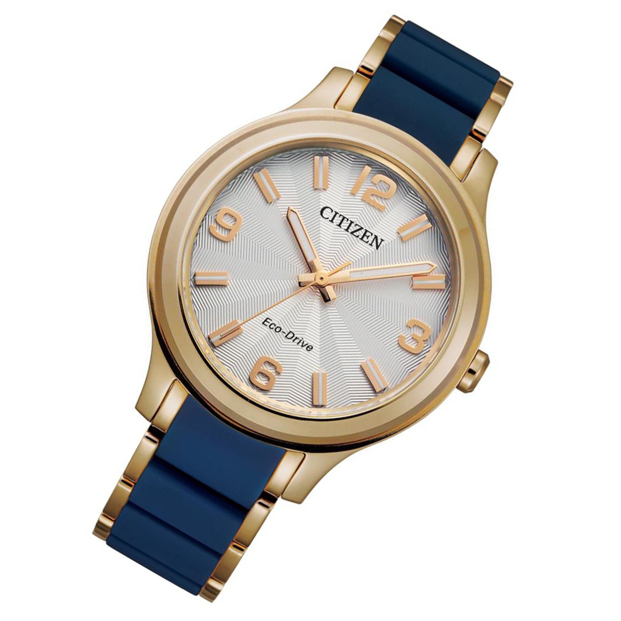 Citizen Stainless Steel and Blue Silicone Band Ladies Solar Watch - FE7078-93A