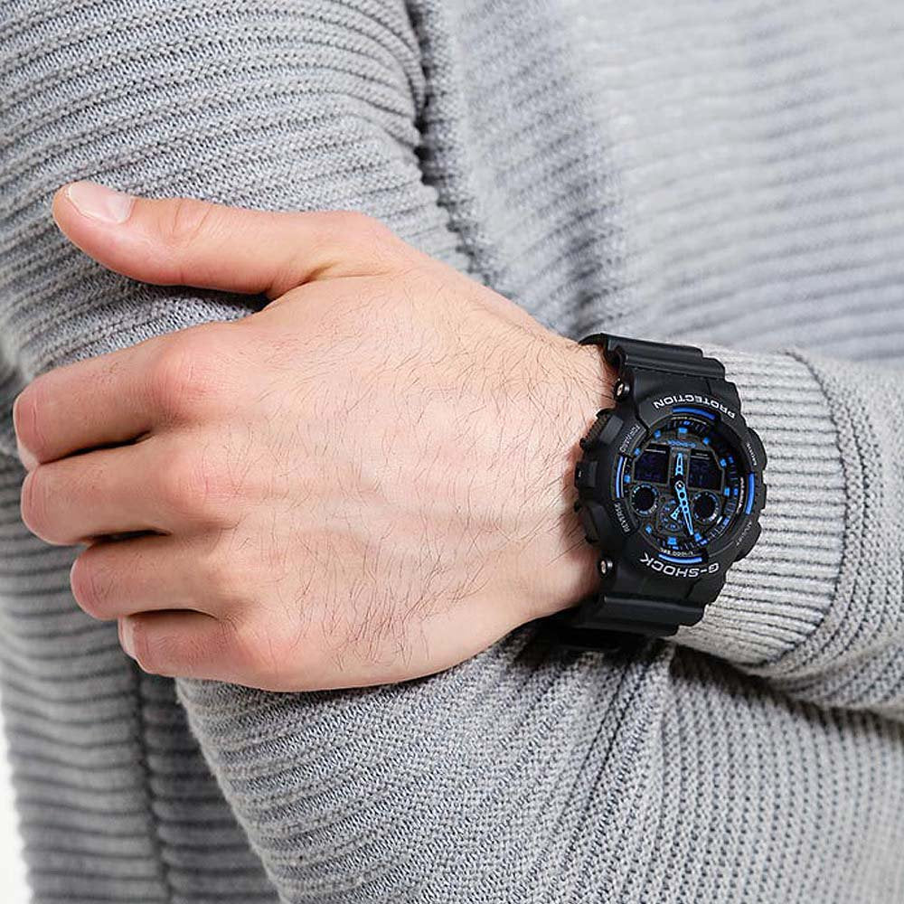 Casio G-SHOCK 55mm Black Resin Analogue-Digital Men's Watch - GA100-1A2