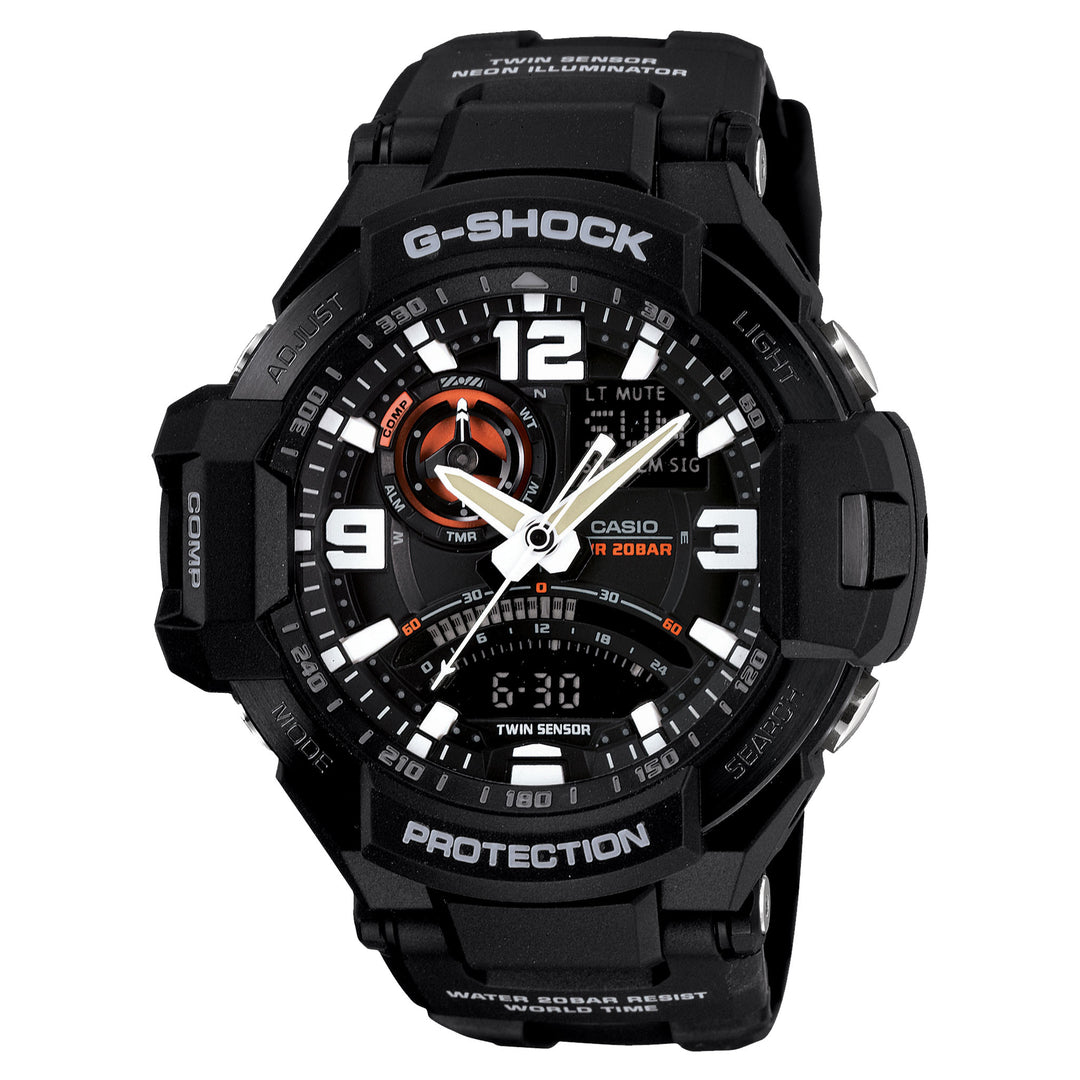 Casio G-SHOCK Modern Aviator Duo Black Resin Men's Chronograph Watch - GA1000-1A
