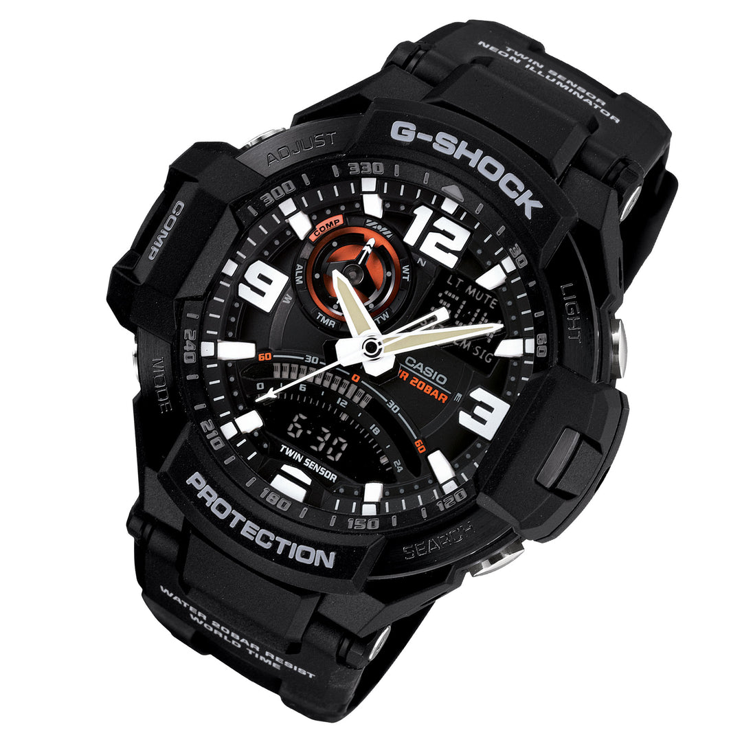 Casio G-SHOCK Modern Aviator Duo Black Resin Men's Chronograph Watch - GA1000-1A