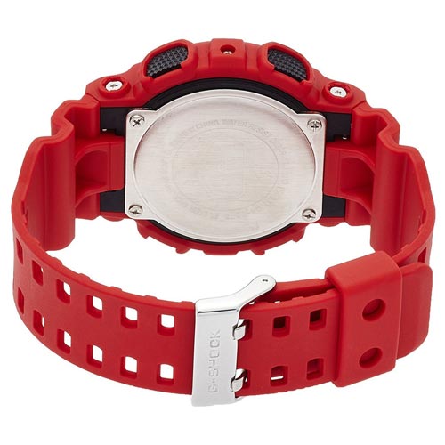 Casio G-SHOCK 55mm Duo Red Resin Black Dial Analogue-Digital Men's Watch - GA100B-4A