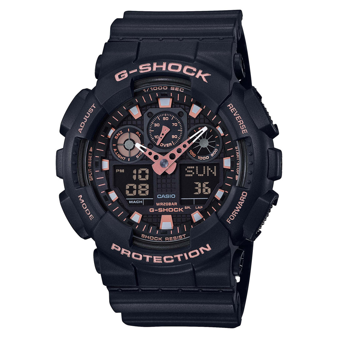 Casio G-SHOCK 55mm Black Resin Analog-Digital Men's Watch - GA100GBX-1A4
