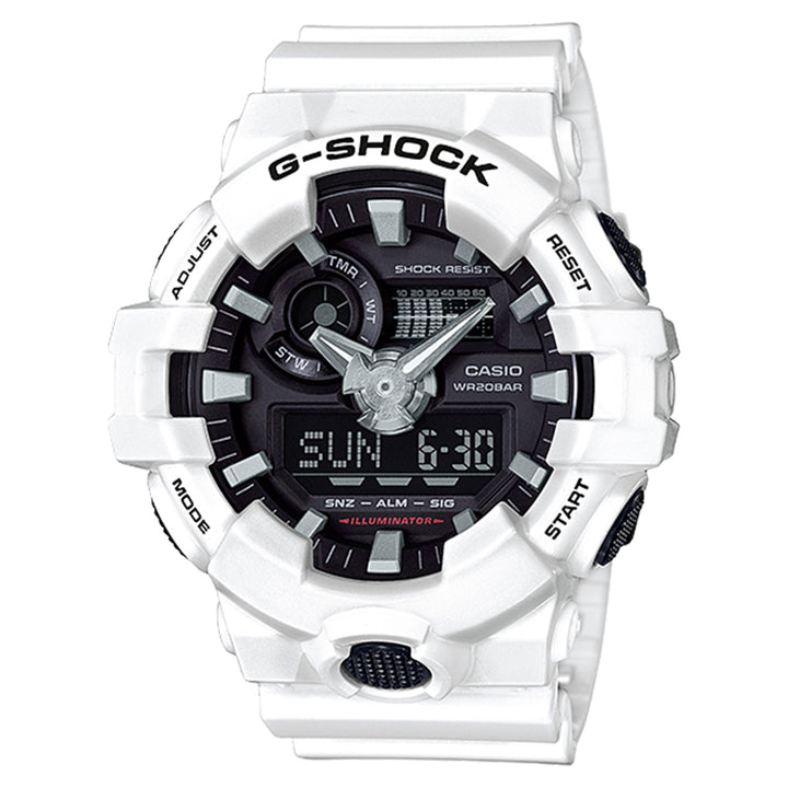 Casio G-SHOCK White Resin Black Dial Analogue-Digital Men's Watch - GA700-7A