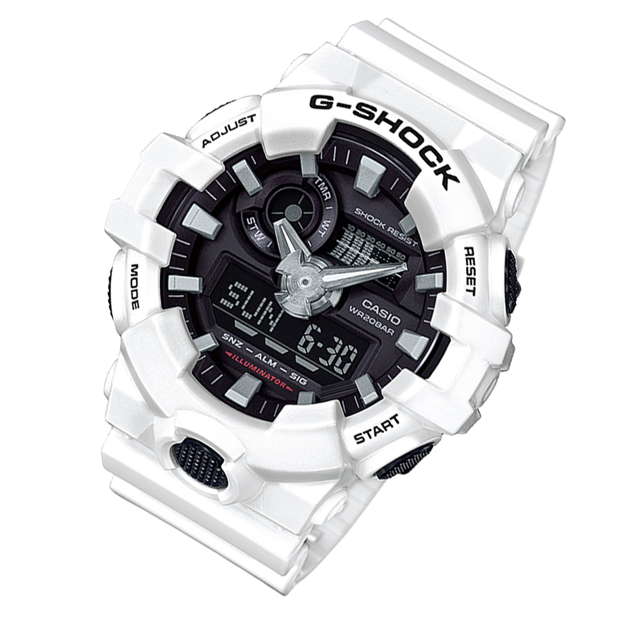 Casio G-SHOCK White Resin Black Dial Analogue-Digital Men's Watch - GA700-7A