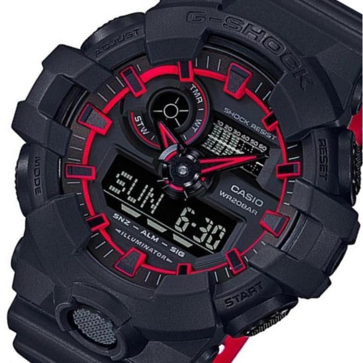 Casio G-SHOCK Super Illuminator Black & Neon Red Men's Watch - GA700SE-1A4
