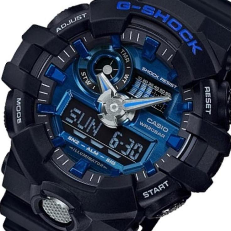 Casio G-SHOCK Black & Neon Blue Digital Analog Men's Watch