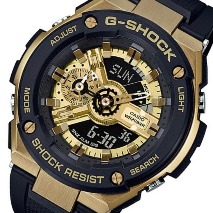 Casio G-SHOCK G-STEEL Black & Gold Digital-Analogue Men's Watch - GST400G-1A9