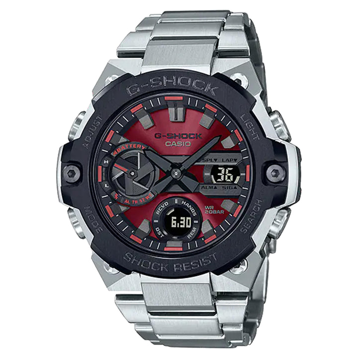 Casio G-SHOCK Stainless Steel Red Dial Analogue-Digital Men's Solar Watch - GSTB400AD-1A4