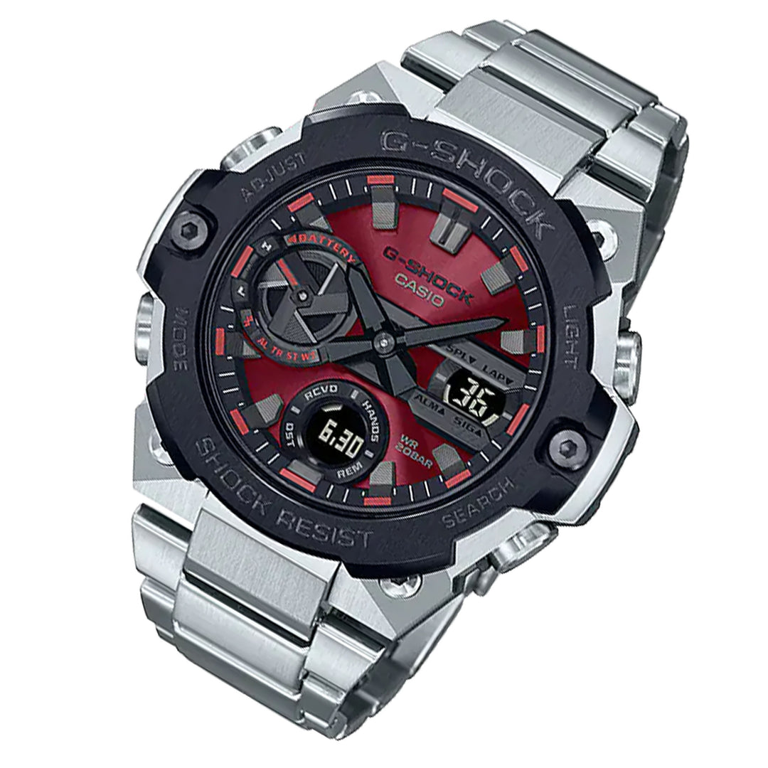 Casio G-SHOCK Stainless Steel Red Dial Analogue-Digital Men's Solar Watch - GSTB400AD-1A4