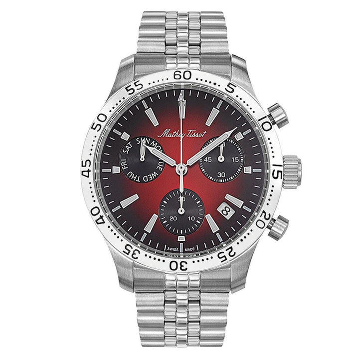 Mathey-Tissot Type 22 Stainless Steel Smoked Red Dial Men's Multi-function Watch - H1822CHAR