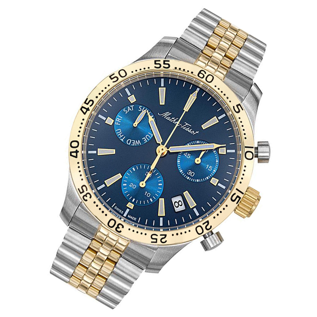 Mathey-Tissot Type 22 Stainless Steel Smoked Blue Dial Chronograph Men's Watch - H1822CHBU