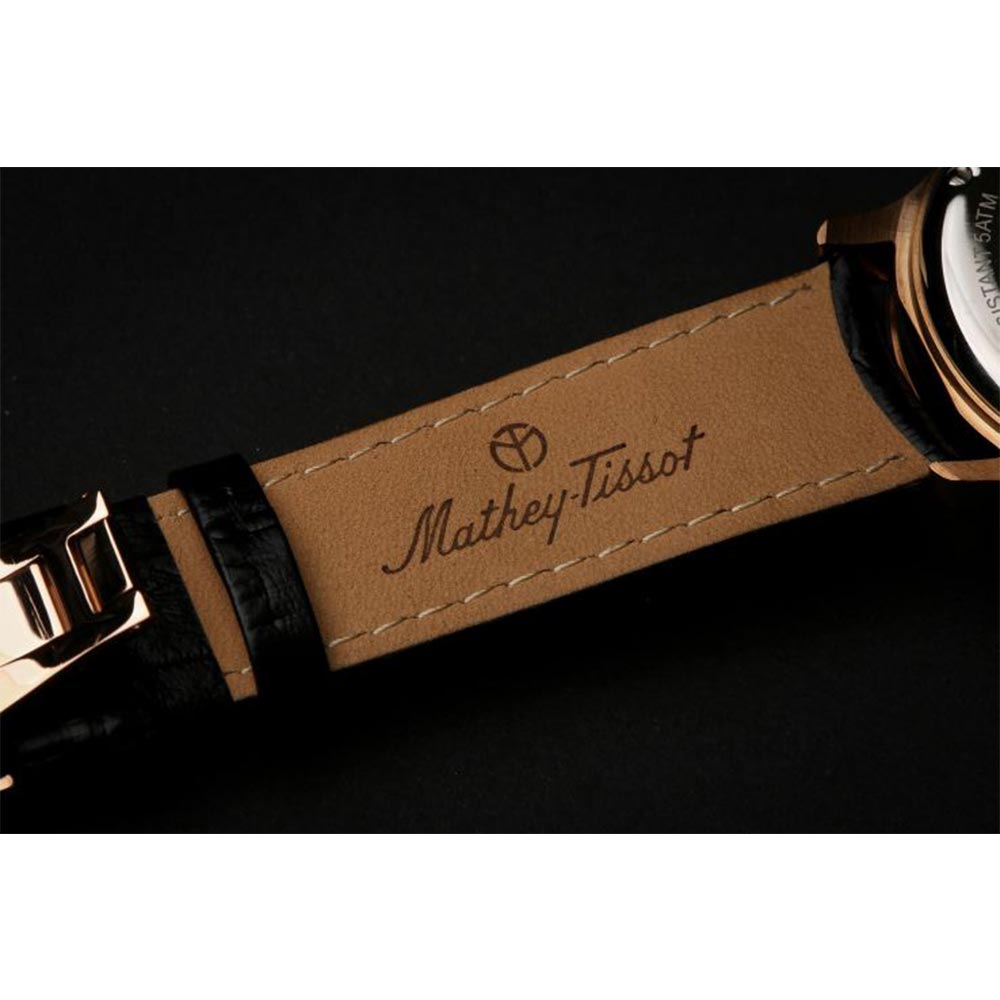 Mathey-Tissot Limited Edition Edmond Dragon Black Leather White Dial Automatic Men's Watch - H1886PI1