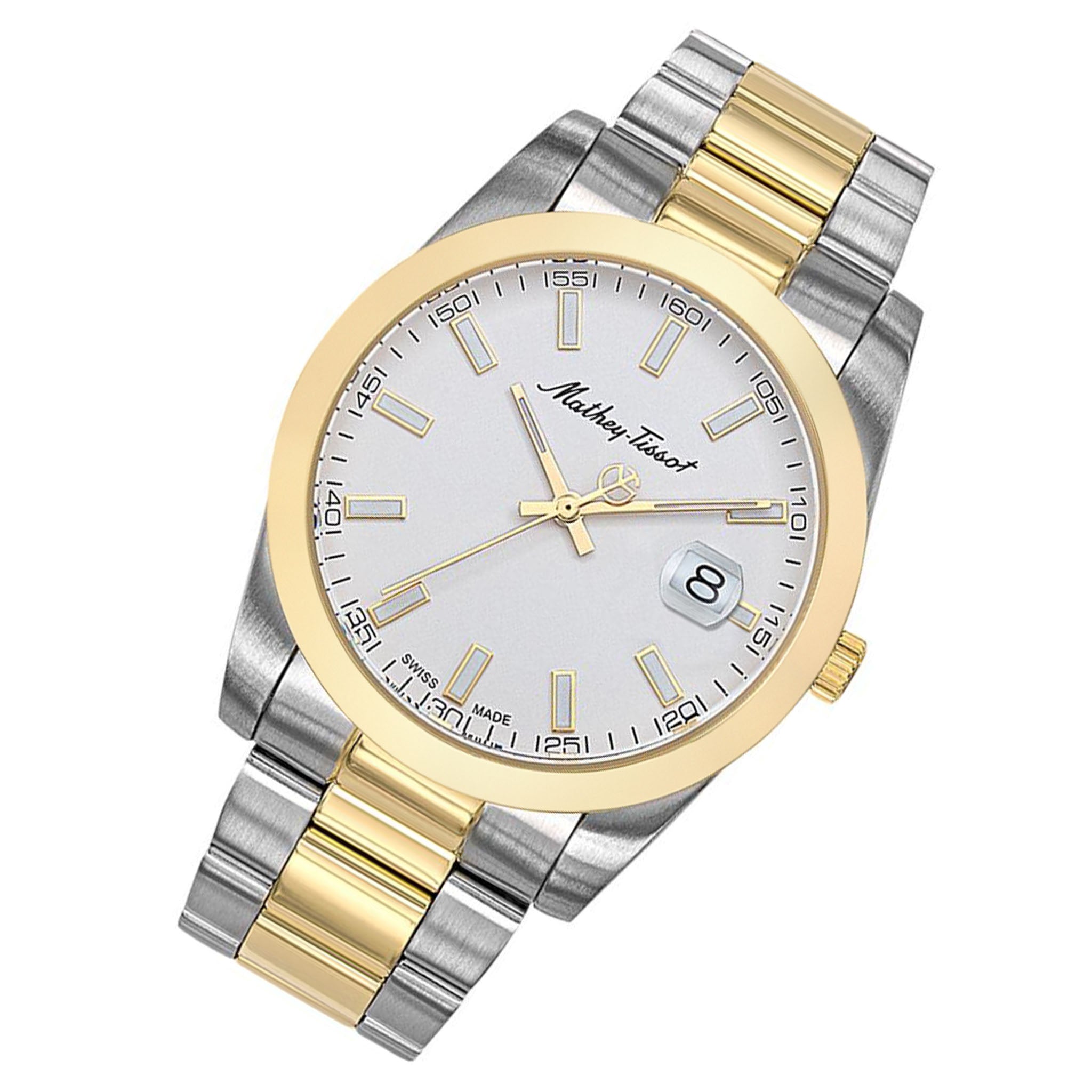 Mathey-Tissot Silver Stainless Steel White Dial Swiss Made Men's Watch - H450BI