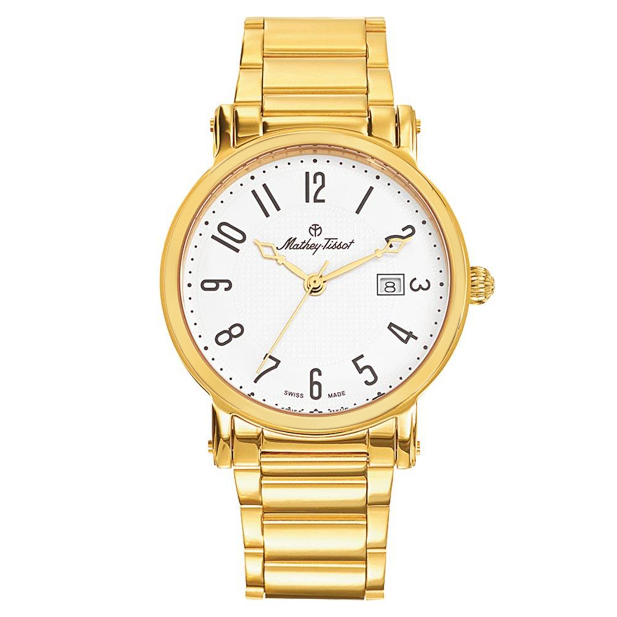 Mathey-Tissot City Metal Gold Steel White Dial Swiss Made Men's Watch - H611251MPG