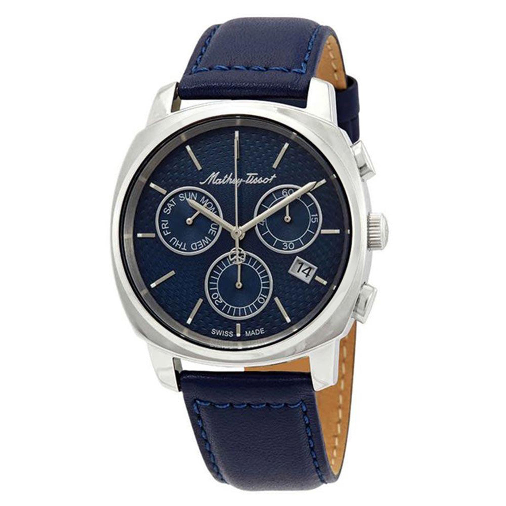 Mathey Tissot Smart Chrono Leather Blue Dial Swiss Made Men s