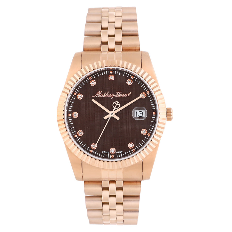Mathey-Tissot Rose Gold Steel Brown Dial Men's Watch - H710PRM