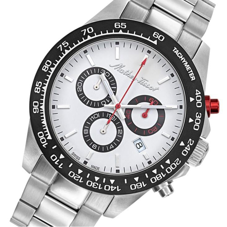 Mathey Tissot Mathy Chrono Stainless Steel White Dial Swiss Made