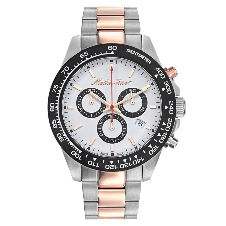 Mathey-Tissot Mathy Chrono Stainless Steel White Dial Men's Swiss Made Watch - H901CHRI