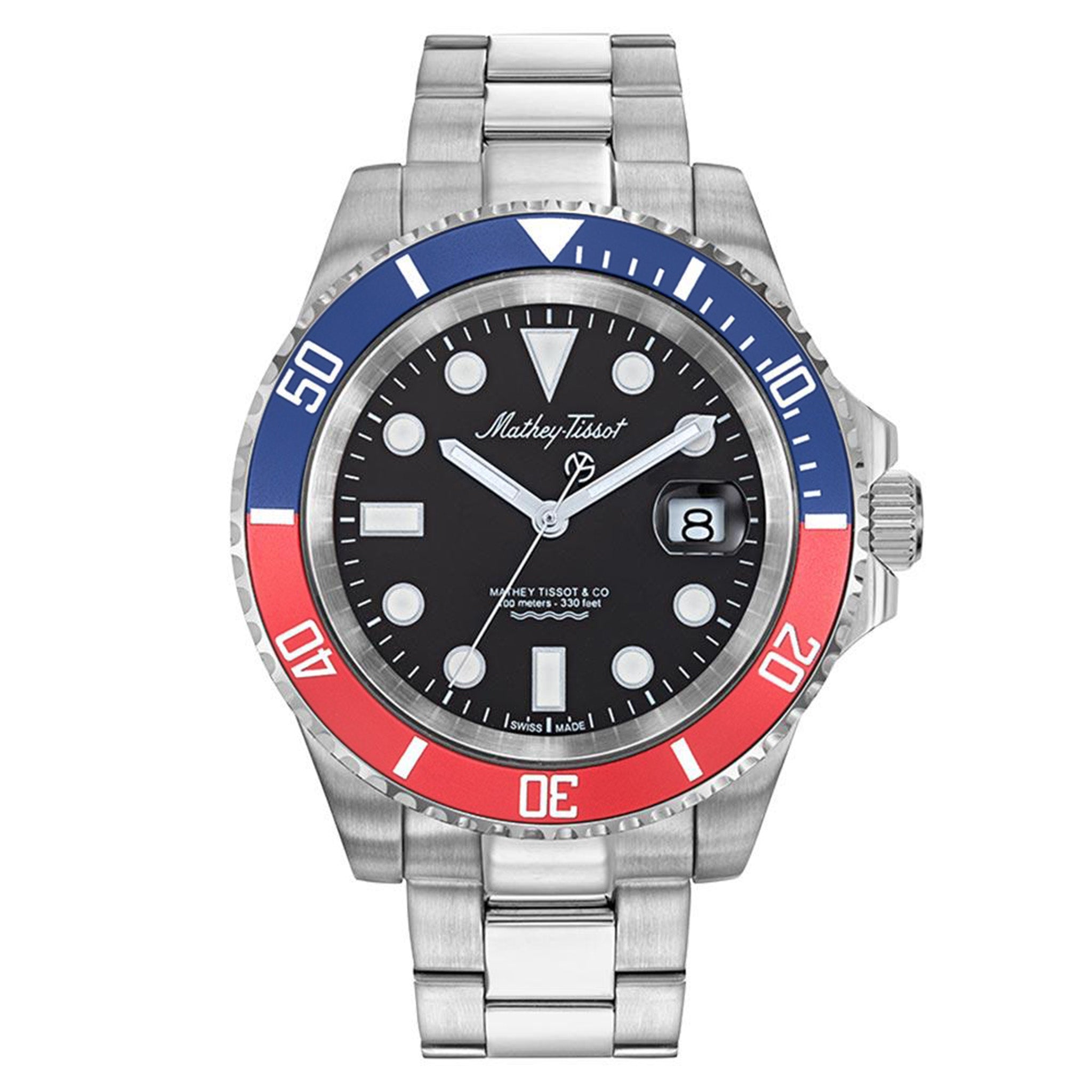 Mathey-Tissot Mathy Jumbo 43.5 mm Stainless Steel Black Dial Swiss Made Men's Watch - H906AR