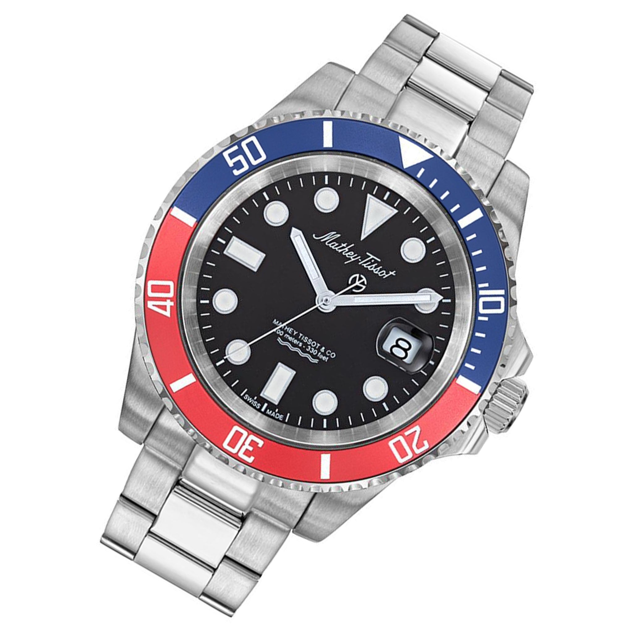 Mathey-Tissot Mathy Jumbo 43.5 mm Stainless Steel Black Dial Swiss Made Men's Watch - H906AR