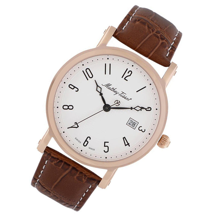 Mathey-Tissot City Leather White Dial Swiss Made Men's Watch - HB611251PG