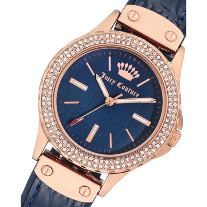 Juicy Couture Navy Silicone & Leather Band Ladies Watch - JC1008RGNV