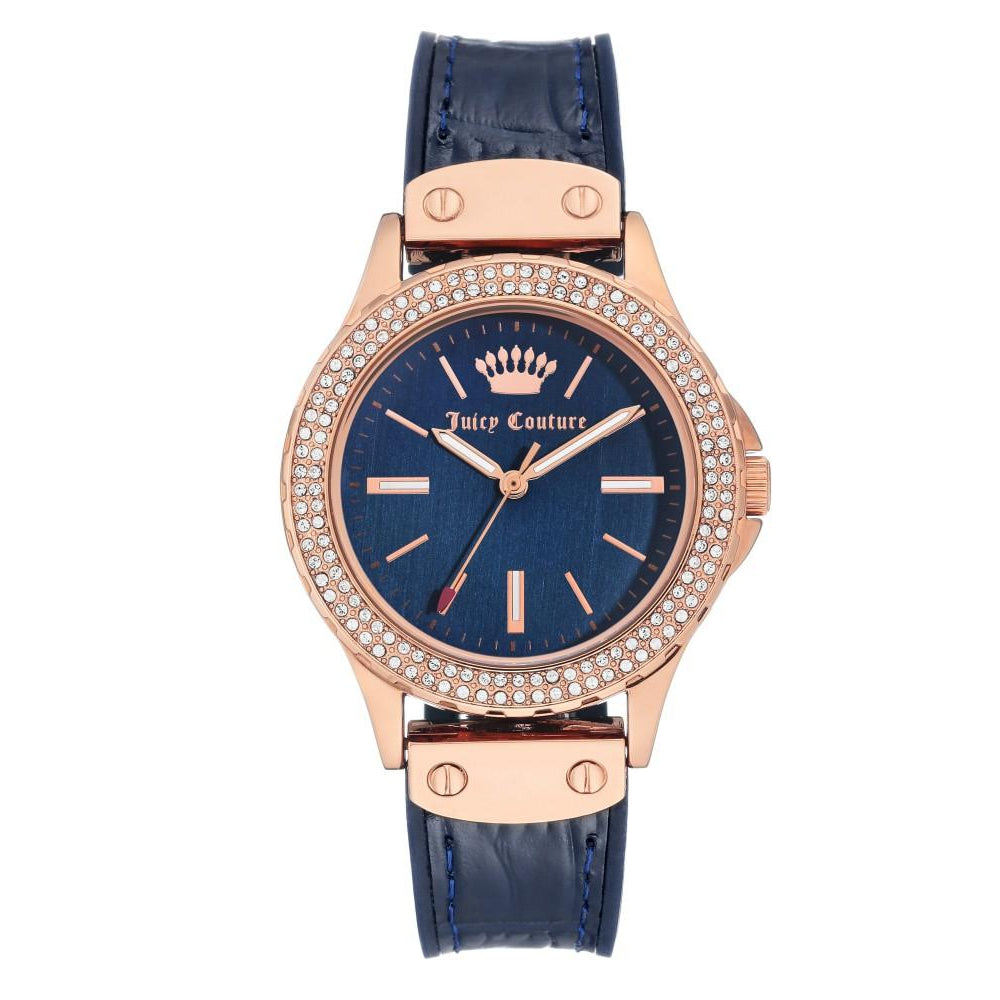 Juicy Couture Navy Silicone & Leather Band Ladies Watch - JC1008RGNV