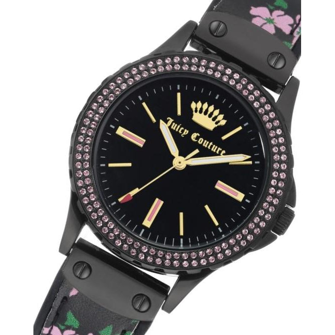 Juicy Couture Black Silicone with Swarovski Cyrstals Ladies Watch - JC1009PKFL