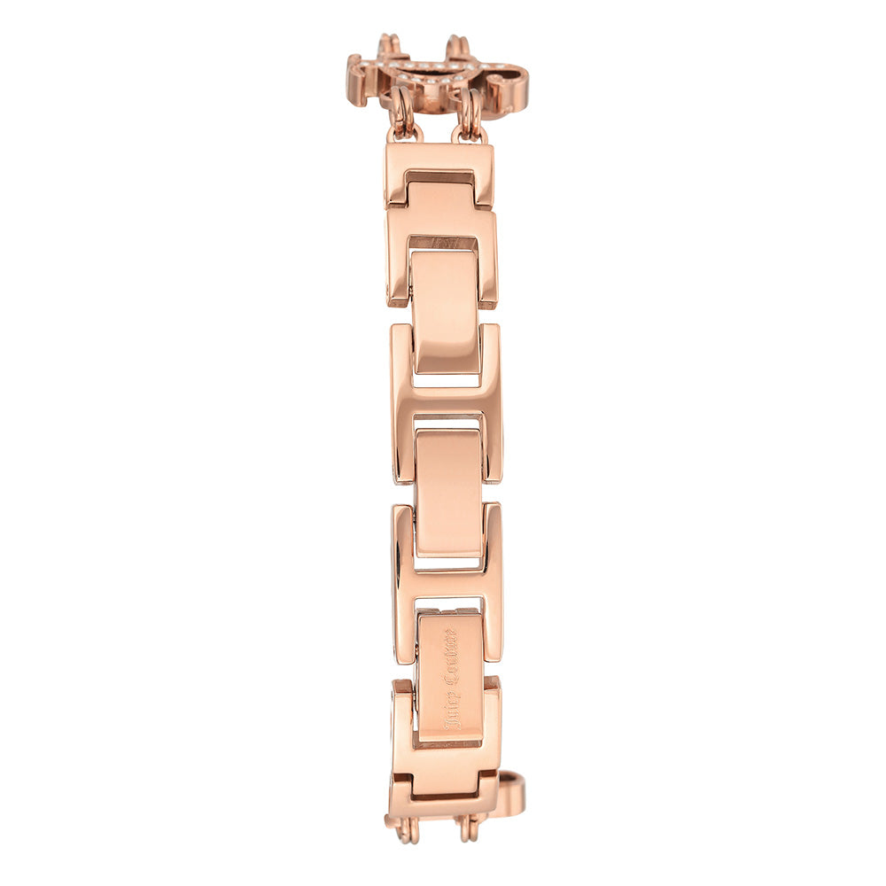 Juicy Couture Ladies Rose Gold Crystal Chain Bracelet Watch - JC1102RGCH