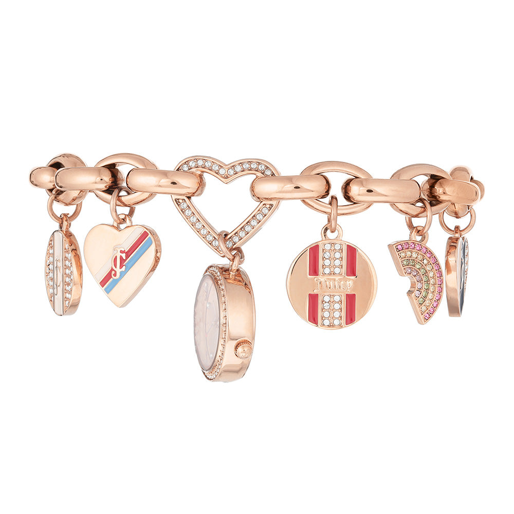 Juicy Couture Ladies Rose Gold Bracelet Watch with Charms - JC1160RGCH