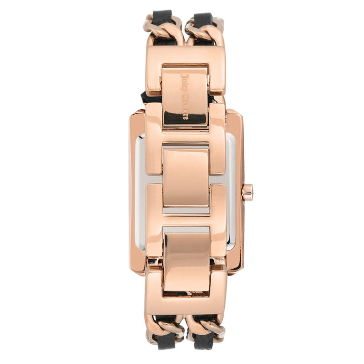 Juicy Couture Black Label Linked Rose Gold Steel & Leather Strap Ladies Watch - JC1196BKRG