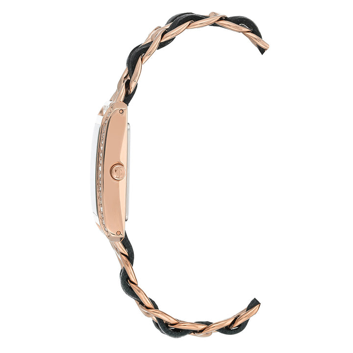 Juicy Couture Black Label Linked Rose Gold Steel & Leather Strap Ladies Watch - JC1196BKRG