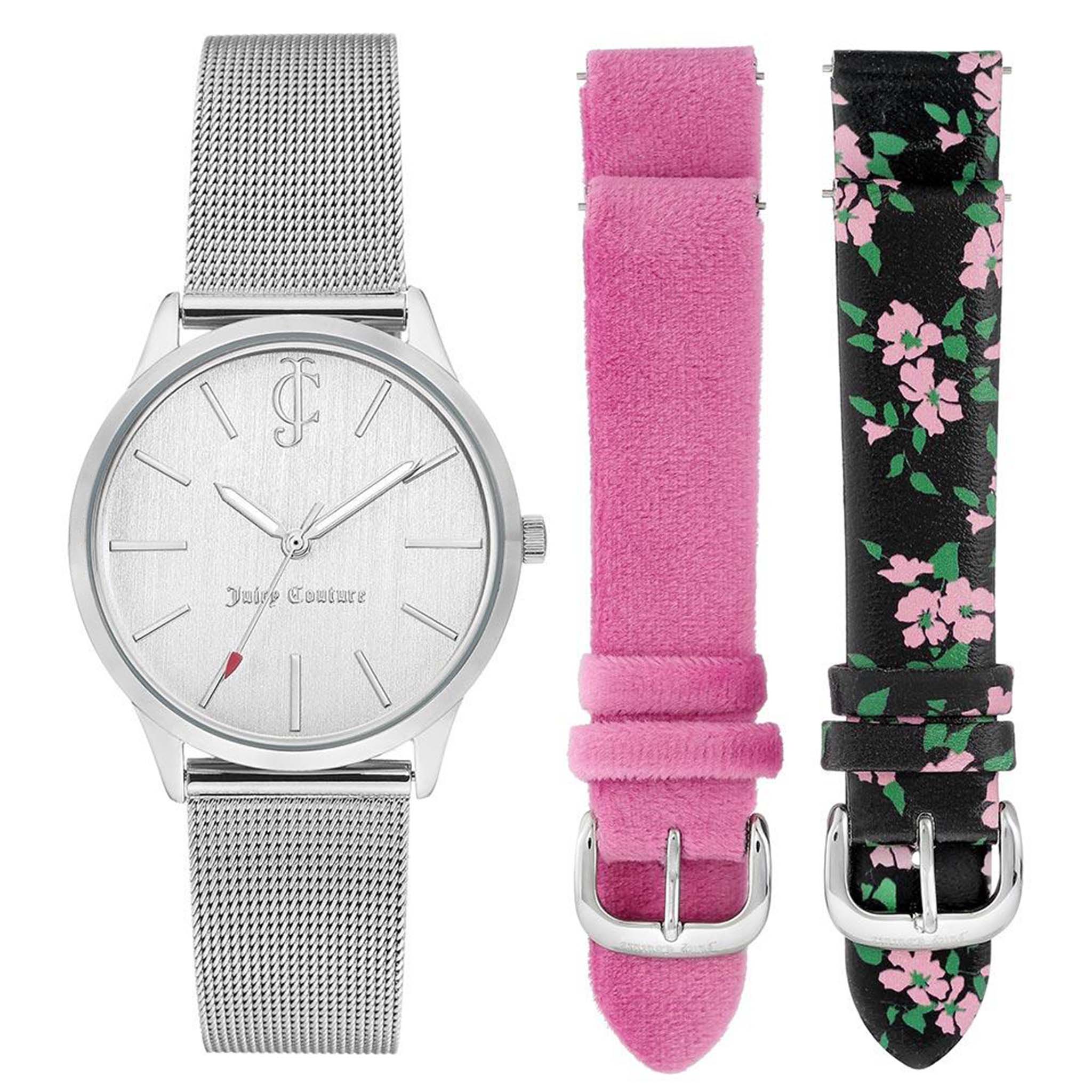 Juicy Couture Silver Mesh Bracelet Women's Watch with Extra Bands - JC1005SINT