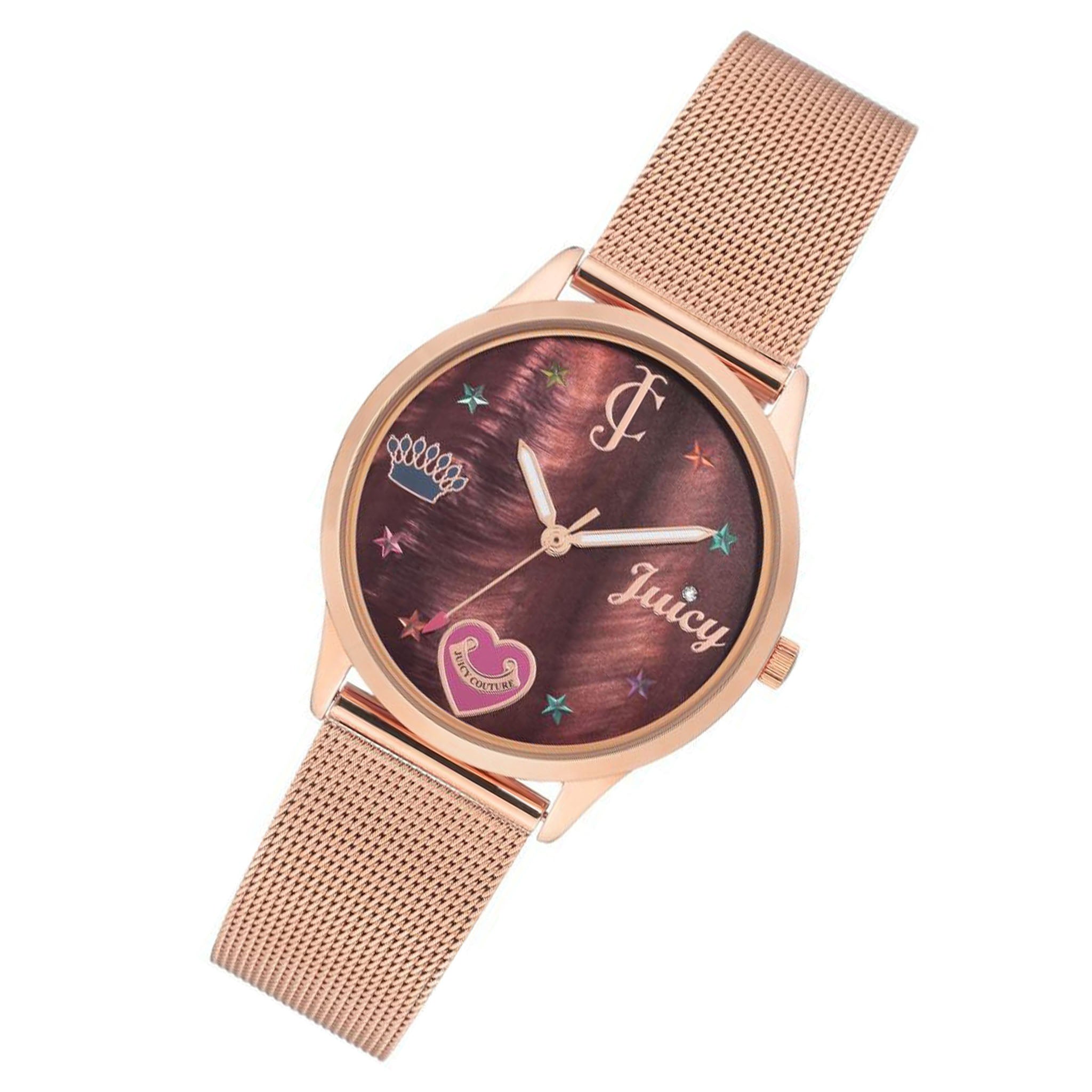 Juicy Couture Rose Gold Mesh Brown MOP Dial Women's Watch - JC1024BMRG