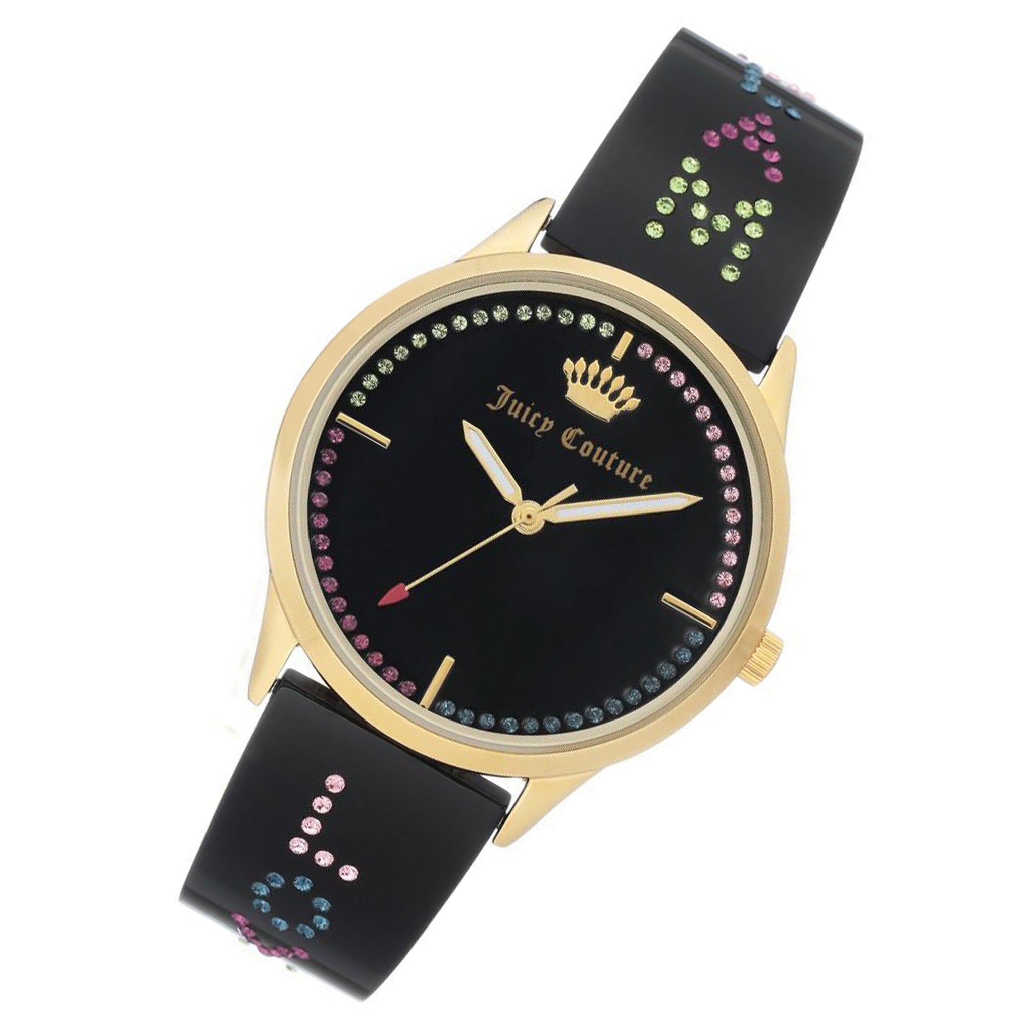 Juicy Couture Black Band with Multi-colour Swarovski Crystals Women's Watch - JC1084GPBK