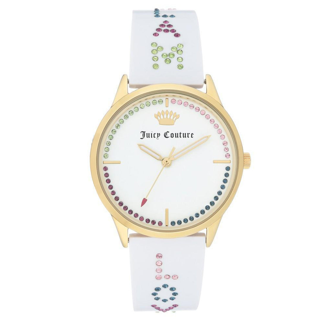Juicy Couture White Band with Multi-colour Swarovski Crystals Ladies Watch - JC1084GPWT