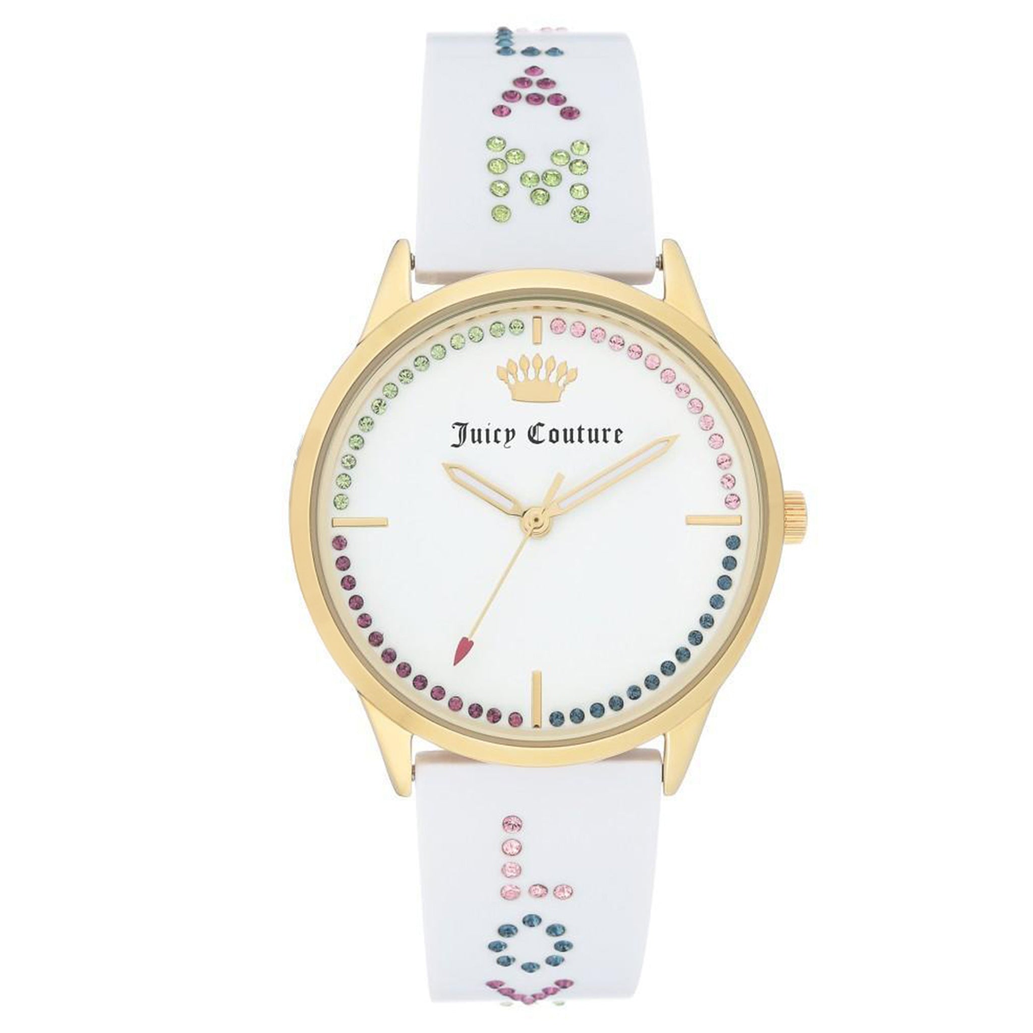 Juicy Couture White Band with Multi-colour Swarovski Crystals Women's Watch - JC1084GPWT